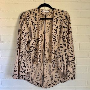 LUSH Animal Feather Print Shawl Blazer